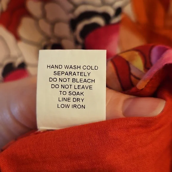 Ritu Kumar Red Floral Embroidered Cotton Dress, 4, XS, Boho, Beaded, Vacation - Picture 8 of 12